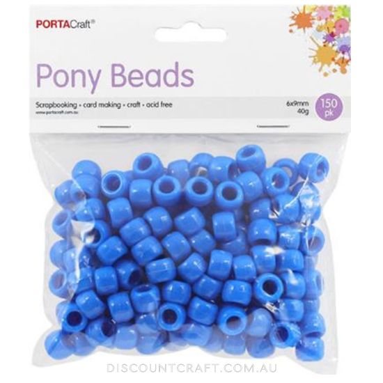 Blue Pony Beads 6x9mm 150pk