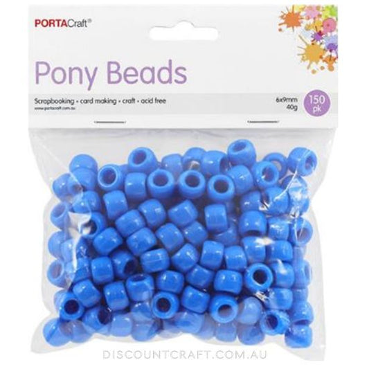 Blue Pony Beads 6x9mm 150pk