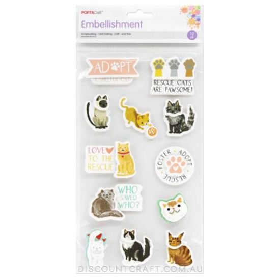 Adopt-A-Cat Cardboard Embellishments - 12pk