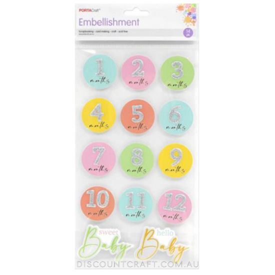 Baby Months Cardboard Embellishments - 14pk