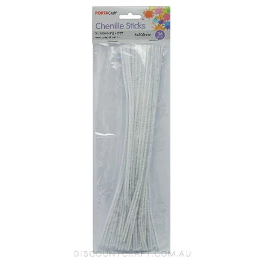 Chenille Stems 6mm 36pc - White