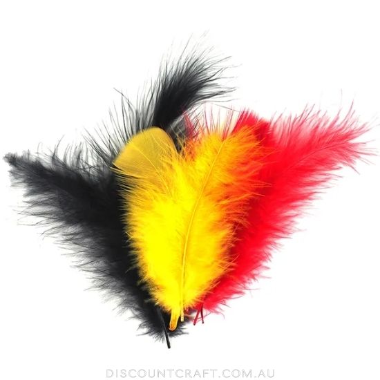 Craft Feathers - Black, Red & Yellow 10g