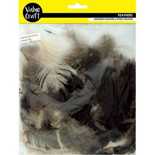 Craft Feathers - Cream, Brown & Chocolate 10g