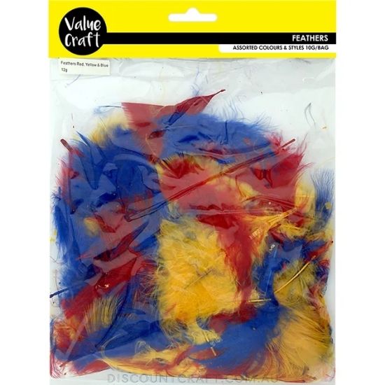 Craft Feathers - Red, Yellow & Blue 10g