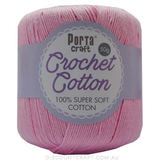 Crochet Cotton 50g 145m 3ply - Baby Pink