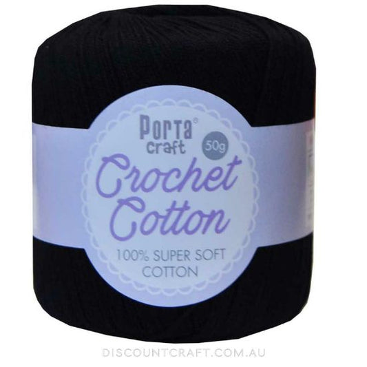 Crochet Cotton 50g 145m 3ply - Black