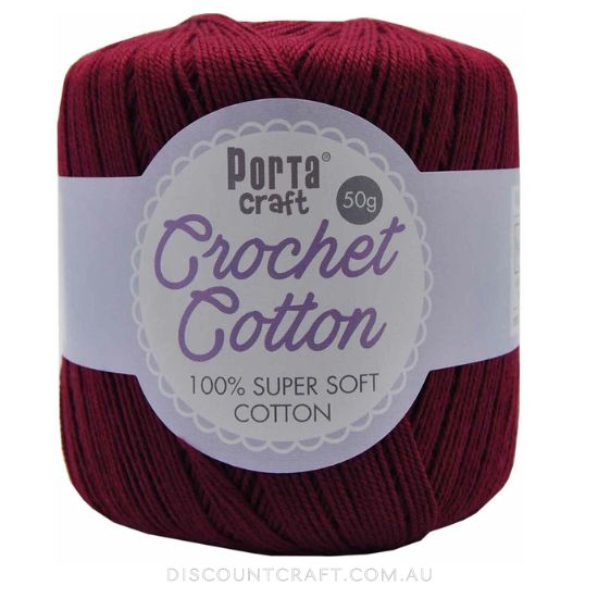 Crochet Cotton 50g 145m 3ply - Burgundy