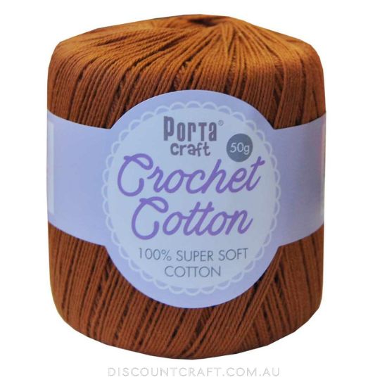 Crochet Cotton 50g 145m 3ply - Caramel - Discount Craft