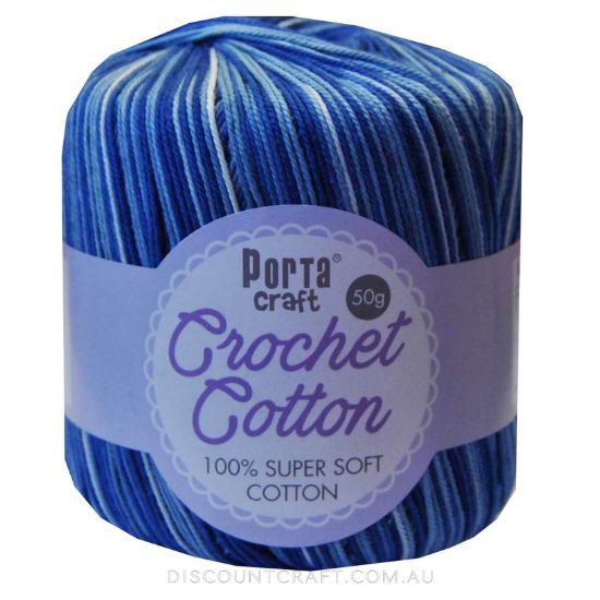 Crochet Cotton 50g 145m 3ply - Variegated Blue