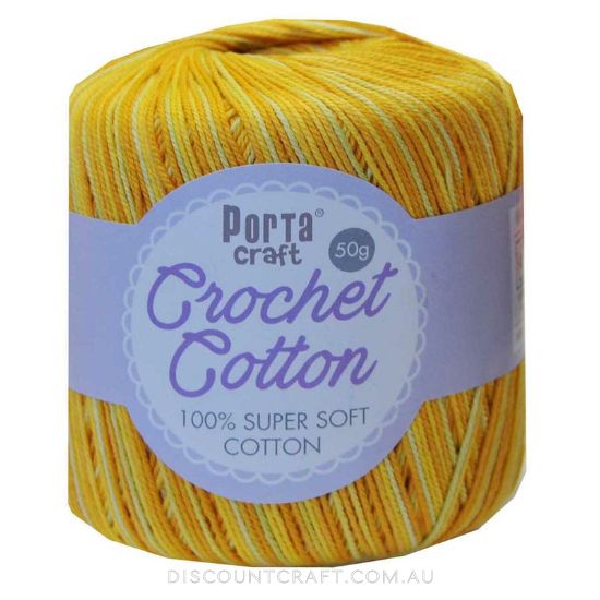 Crochet Cotton 50g 145m 3ply Variegated Sunshine Discount Craft