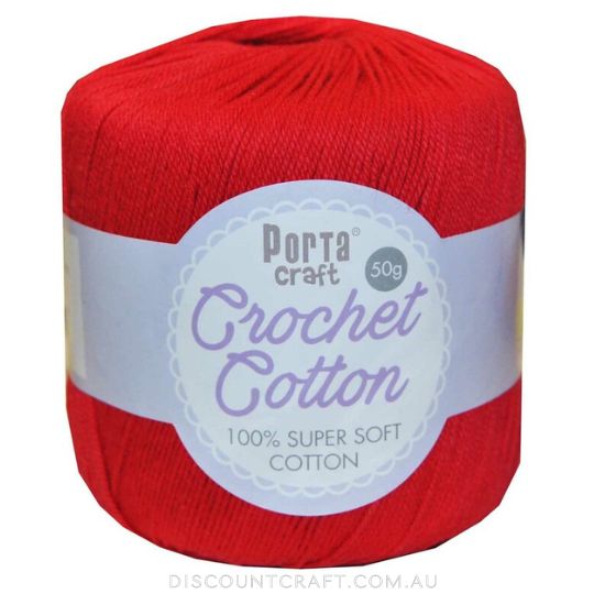 Crochet Cotton 50g 145m 3ply - Post Box Red