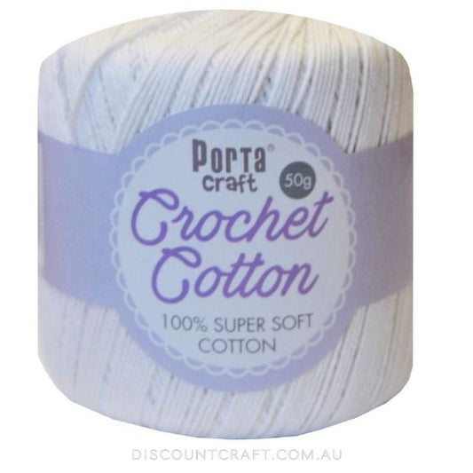 Crochet Cotton 50g 145m 3ply - White