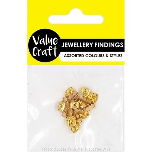 Butterfly Earring Backs 7mm 20pk - Gold