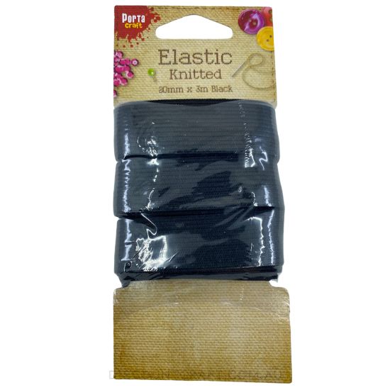 Knitted Elastic 20mm x 3 meters - Black
