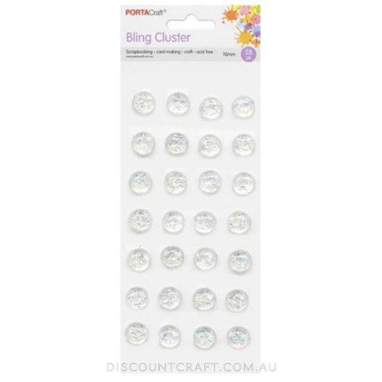 Enamel Gems 10mm 28pk - Clear with Glitter Strips