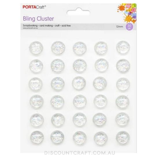 Enamel Gems 12mm 30pk - Clear with Glitter Strips
