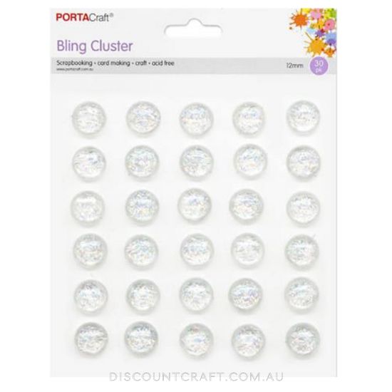 Enamel Gems 12mm 30pk - Clear with Glitter Strips