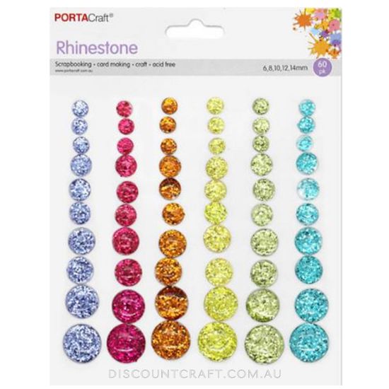 Enamel Gems 6-14mm 60pk - Rainbow with Glitter Flecks