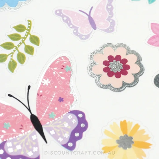 Foil Butterfly Stickers - 1 Sheet
