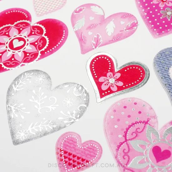 Heart & Feathers Foil Stickers 1 Sheet