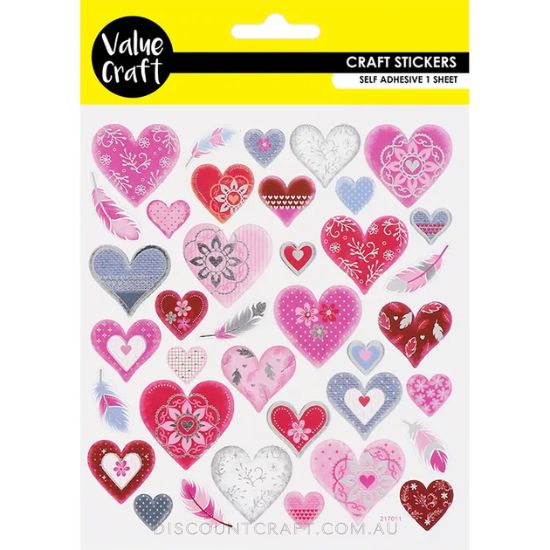 Heart & Feathers Foil Stickers 1 Sheet