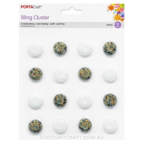 Frosted Gems 15mm 16pk - White & Dark Multi