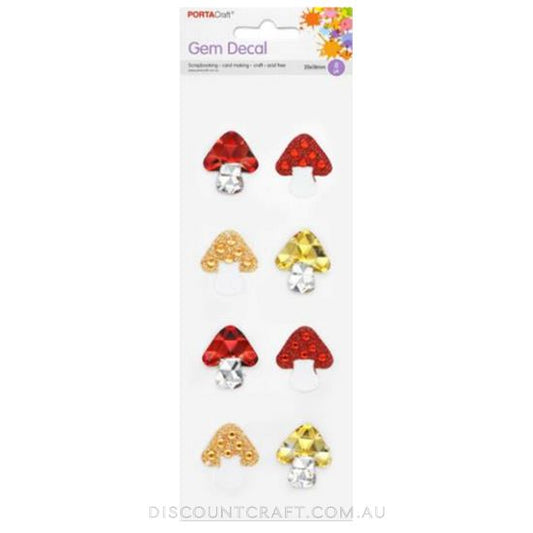 Gem Decals 8pc - Toadstools with Glitter 20x18mm
