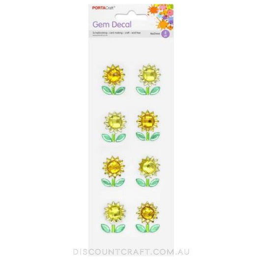 Gem Decals 8pc - Sunflowers 16x21mm