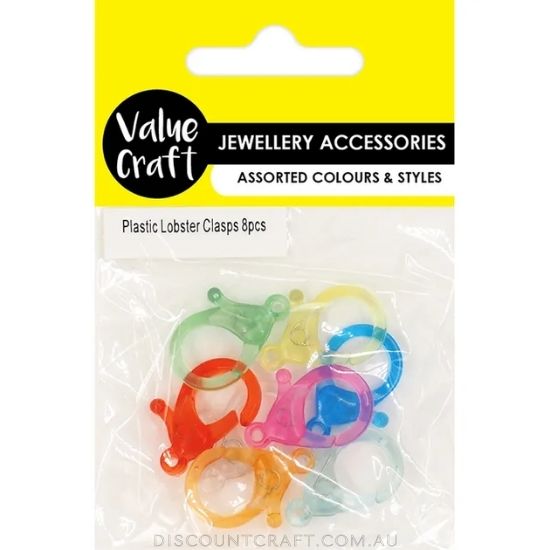 Plastic Mini Lobster Clasps 8pk - Assorted Colours