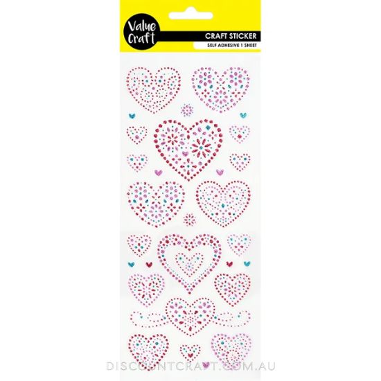 Glitter Heart Stickers 1 Sheet Discount Craft