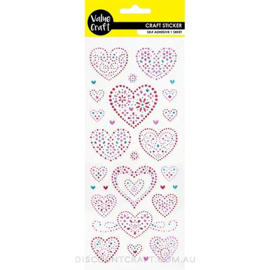 Glitter Heart Stickers 1 Sheet