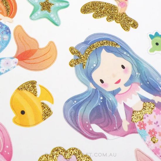 Glitter Pastel Mermaid Stickers 1 Sheet