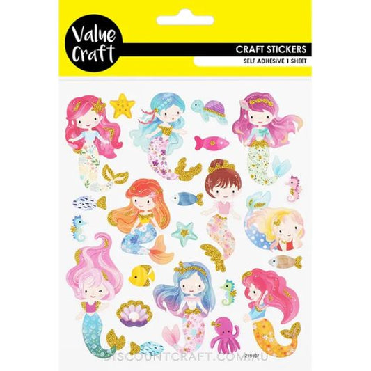 Glitter Pastel Mermaid Stickers 1 Sheet