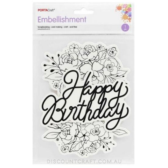 Happy Birthday Cardboard Embellishment 93x120mm