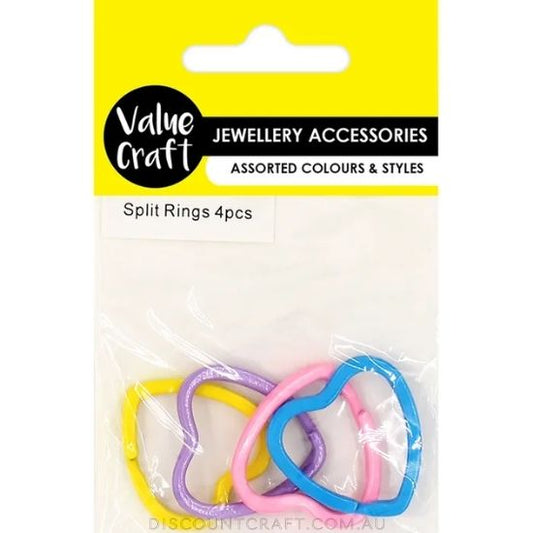Heart Split Ring 32mm 4pk - Pastel