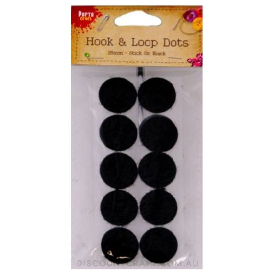 Hook & Loop Self Adhesive Dots 25mm Black