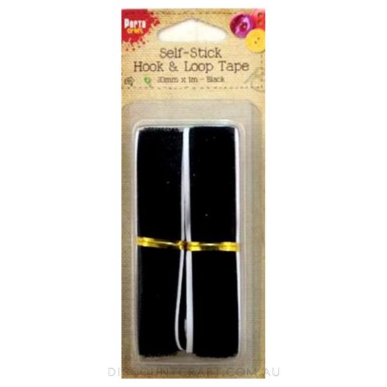 Hook & Loop Self Adhesive Tape 20mm x 1m - Black