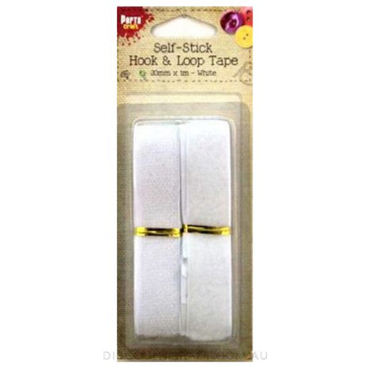 Hook & Loop Self Adhesive Tape 20mm x 1m - White