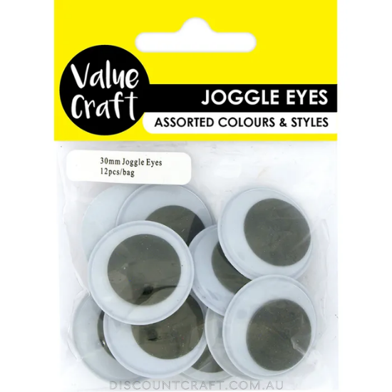 Joggle Eyes - 30mm Round Large 12pk