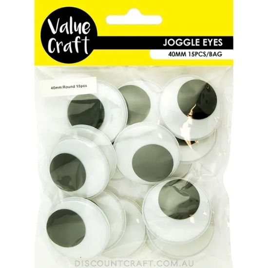 Joggle Eyes - 40mm Round Large 15pk