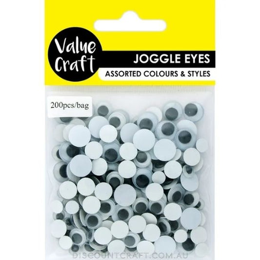 Joggle Eyes - Assorted Sizes 200pk