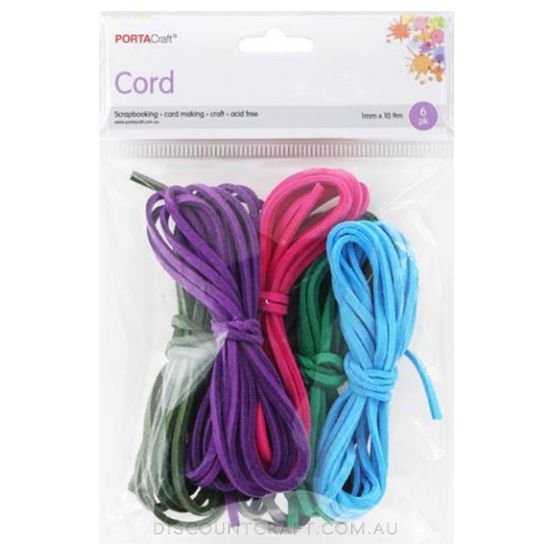 Leather String 1mm x 10.9m - Bright Colours 6pk