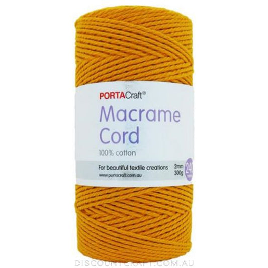 Macrame Cord 300g 2mm 180m - Saffron Yellow
