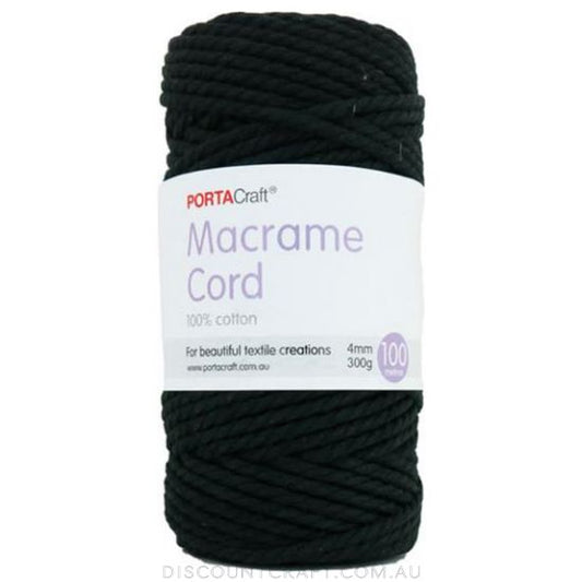 Macrame Cord 300g 4mm 68m - Ink Black