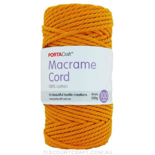 Macrame Cord 300g 4mm 68m - Saffron Yellow