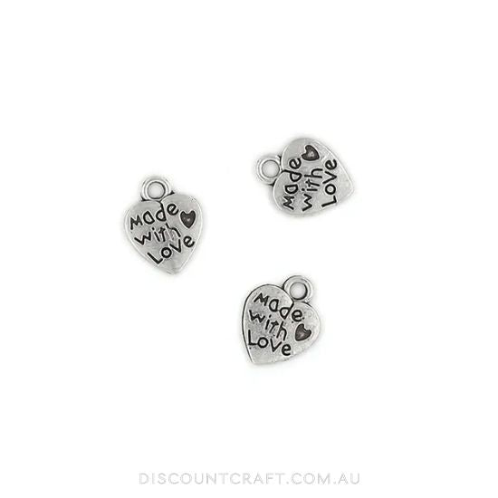 Made with Love Charms 8pk - Silver