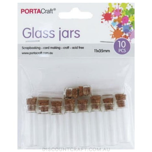 Glass Jars 11x35mm 10pk with Cork Stoppers