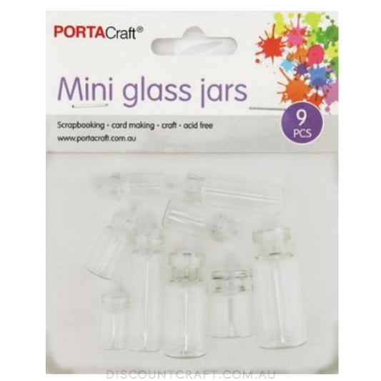 Glass Jars Multi Sizes 9pk with Plastic Stoppers