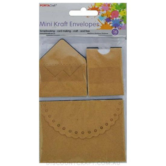 Mini Kraft Envelopes 16pk - 3 Designs