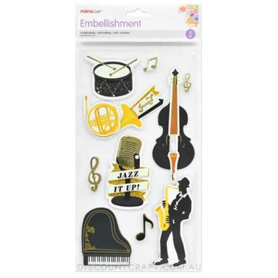 Jazz Band Cardboard Embellishments - 10pk